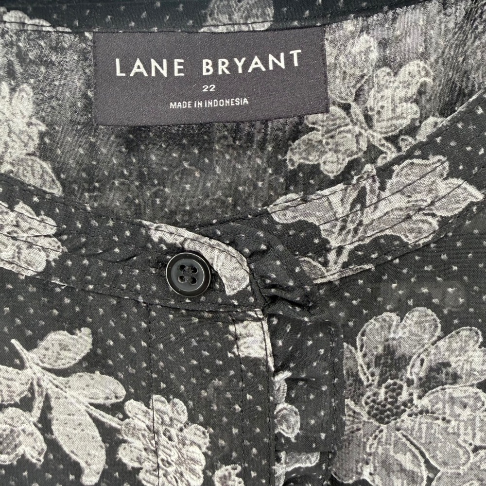 Lane Bryant Black Fairy Dot Sheer Ruffle Whimsygoth Blouse Size 22 - Picture 5 of 10